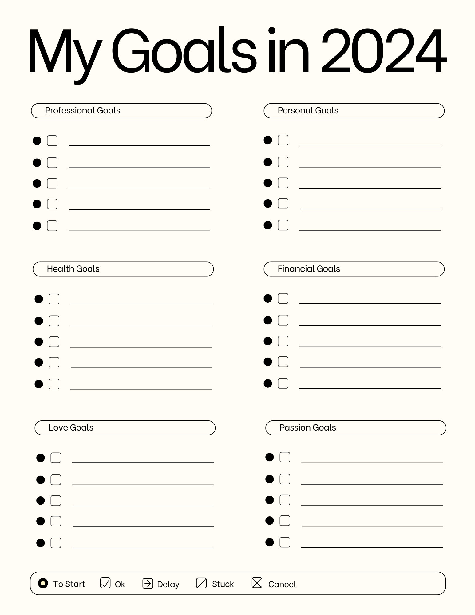 2024 Goals Organized Sheet - Etsy