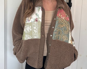 Upcycled / Reworked Fleece Quilt Jacket