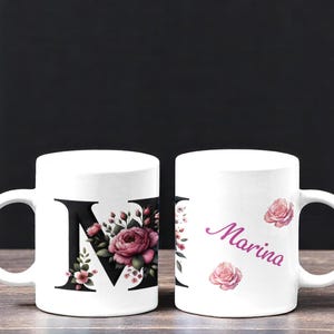 Presente personalizado com carta floral | ESCOLHA garrafa de água OU caneca OU conjunto