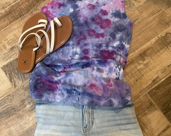 Purple Blue Tie-Dye Tank Top