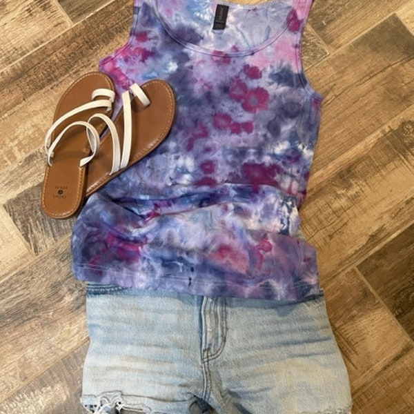 Purple Blue Tie-Dye Tank Top