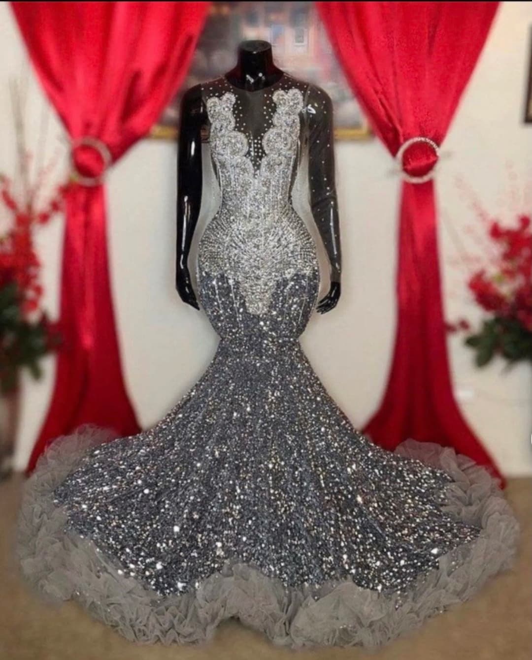 Stunning Sequin prom dresses, Classy prom dresses, Silver Prom dress main image 1