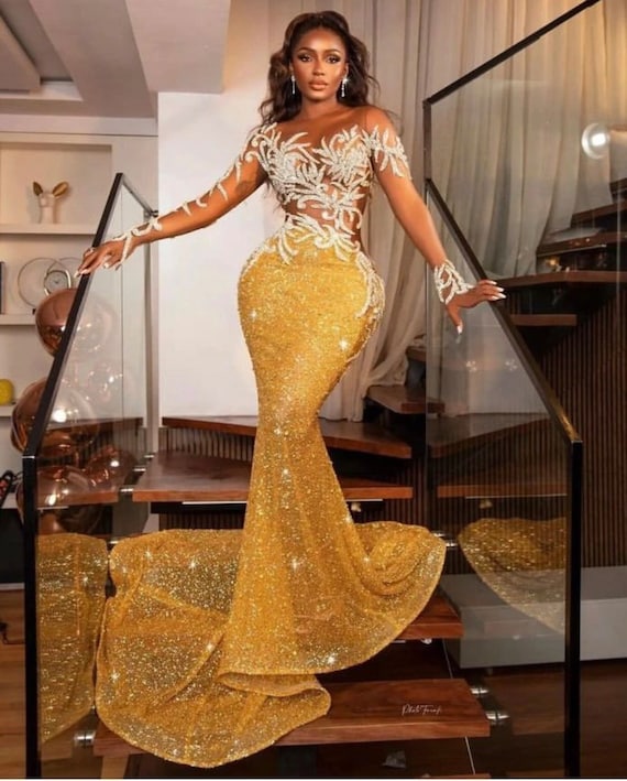 gold long dress