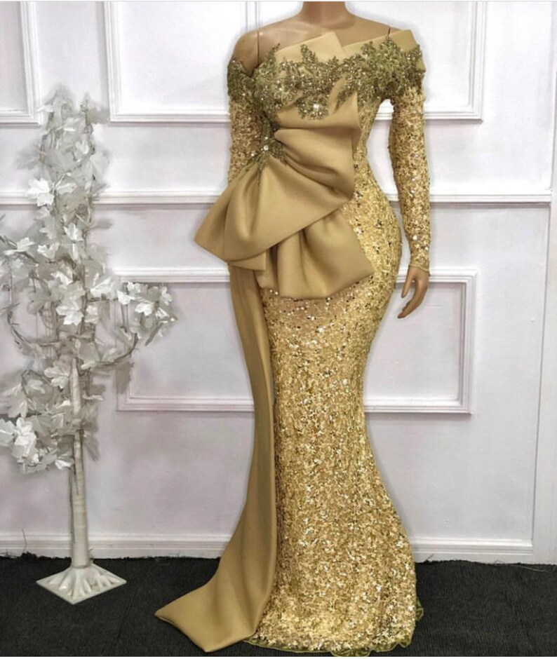 Long Gold Sequence Dress African Women Dress Prom Dress Etsy UK