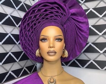 African autogele, ready to wear gele, African hat, traditional wedding hat, pre-tied headgear, headwrap, Headtie