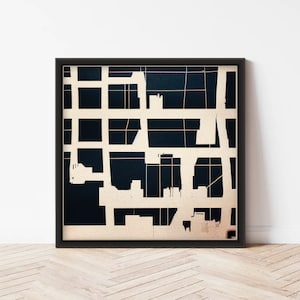 Abstracte kaart | Abstracte stadsplattegrond | Kleurrijke kaart | Kunstdruk | Stadsplan | Abstracte muur
