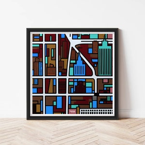 Abstracte kaart | Abstracte stadsplattegrond | Illustratie van een stadsplattegrond | Kunstdruk | Stadsplattegrond | Handgetekende abstracte kaart | Wandprint | Huisdecoratie
