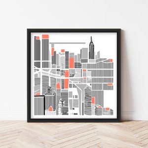 Abstrakte Karte | Abstrakter Stadtplan | Stadtplanillustration | Kunstdruck | Stadtplan | Handgezeichnete abstrakte Karte | Wanddruck | Wohnkultur