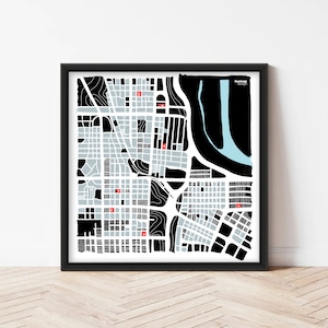 Abstracte kaart | Abstracte stadsplattegrond | Illustratie van een stadsplattegrond | Kunstdruk | Stadsplattegrond | Handgetekende abstracte kaart | Wandprint | Huisdecoratie