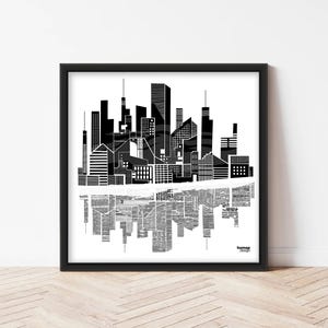 Abstracte stad | Abstracte stadsplattegrond | Illustratie van een stadsplattegrond | Kunstdruk | Handgetekende abstracte kaart | Wandprint | Woondecoratie