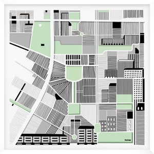 Benutzerdefinierte Karte | Personalisierter Stadtplan-Druck | Beliebiger Stadtplan | Stadtportrait | Geometrische Schwarz-Weiß-Karte | Handzeichnungsstil | Gedruckte Karte