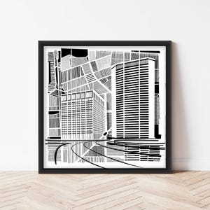 Mailand-Karte | Abstrakter Stadtplan | Stadtplanillustration | Kunstdruck | Pirelli Wolkenkratzer | Handgezeichnete abstrakte Karte | Wanddruck | Heimdekoration