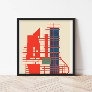 Abstracte kaart | Abstracte stadsplattegrond | Kleurrijke kaart | Kunstdruk | Stadsplan | Abstracte stadsplattegrond van Chicago | Abstracte muurprint | Huisdecoratie