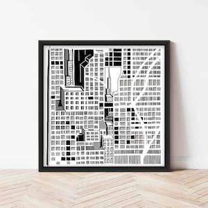 Abstrakte Karte | Abstrakter Stadtplan | Stadtplanillustration | Kunstdruck | Stadtplan | Handgezeichnete abstrakte Karte | Wanddruck | Wohnkultur
