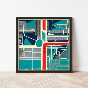 Abstrakte Karte | Abstrakter Stadtplan | Bunte Karte | Kunstdruck | Stadtplan | Abstrakte Wand