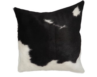 Black and White Genuine Cowhide Pillow Cover - Small