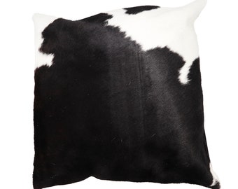 Black and White Genuine Cowhide Pillow Cover - Large