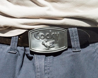 Handcrafted Pewter Cocky Rooster Belt Buckle - Made in USA