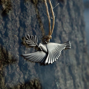 Handcrafted Peace Dove Pewter Window Ornament - Satin Finish