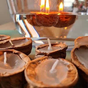 Large floating candles white candle walnut halves walnut decoration craft gift