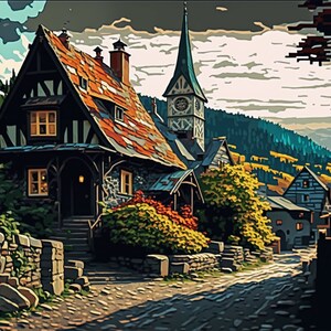 Jigsaw Puzzle for Adults, Beautiful Mountain Village  Home, 1000pcs, Colorful Puzzle, Gift For Puzzle Lover, Jigsaw Puzzle