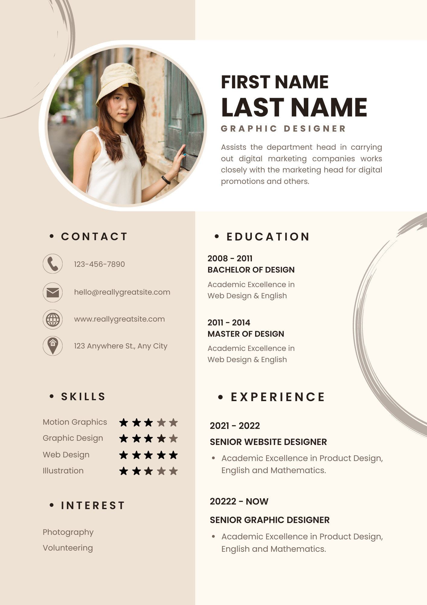 Graphic designer cv | Resume template |Resume template with photo |Graphics  designer resume |Resume template canva |editable resume template, image size:1414x2000