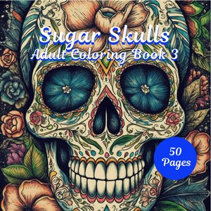 Adult Coloring Book, Grayscale Coloring Pages, Printable Adult Coloring Pages,  Download Grayscale Illustration, Sugar Skull
