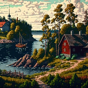 Jigsaw Puzzle for Adults, 1000pcs, Beautiful Fishing Village,  Colorful Puzzle, Gift For Puzzle Lover, Jigsaw Puzzle