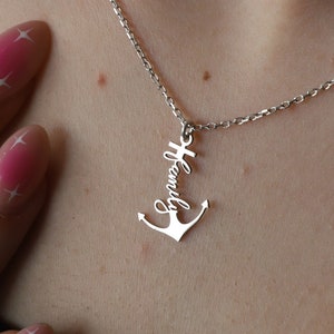 Collar de ancla con nombre personalizado, collar de nombre personalizado, collar náutico, collar de ancla personalizado, joyería náutica, regalo de marinero