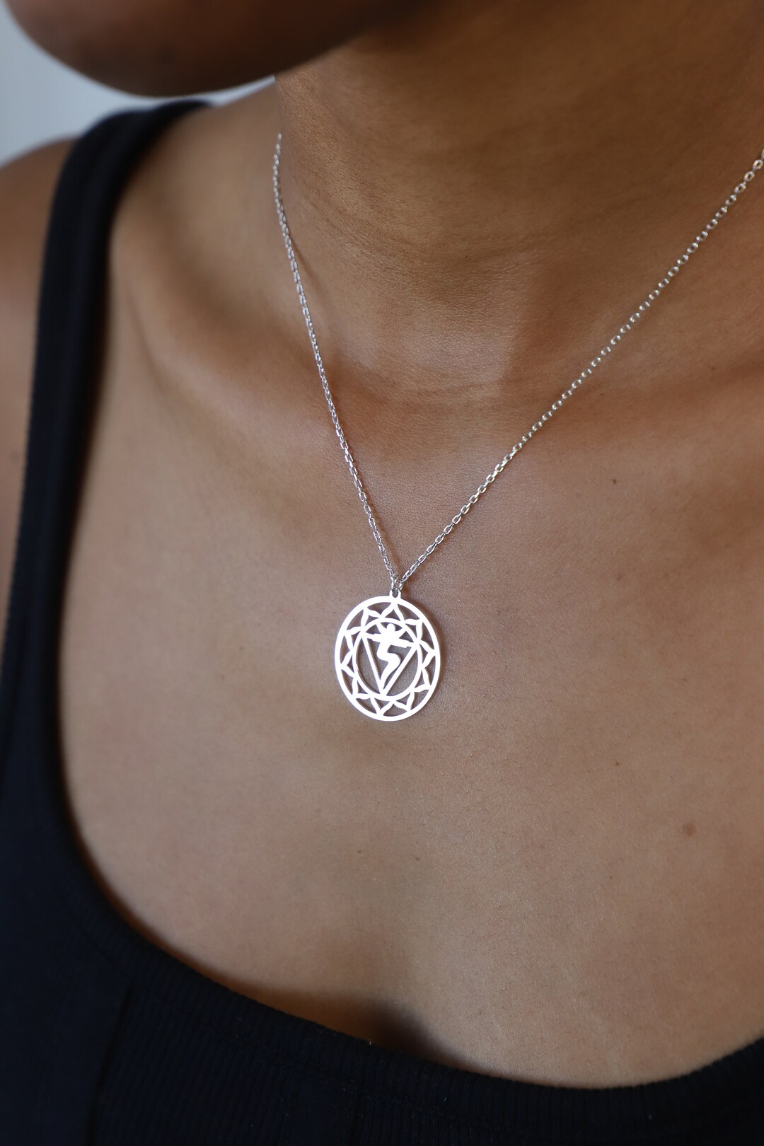 Silver Chakra Necklace, Sacred Geometry Pendant, Spiritual Healing ...