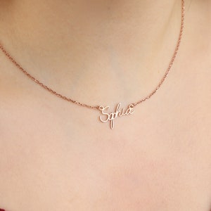 Collar con nombre personalizado en oro de 14 k, collar con nombre exclusivo, joyería delicada con nombre, collar con nombre conmemorativo, regalo de joyería personalizado único