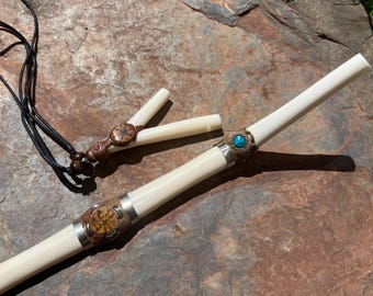 Conjunto de Kuripe y Tepi de hueso hecho a mano - Aplicador Hape