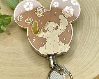 Cute Creature Badge Reel 2, Acrylic ID holder, Nurse badge holder, Rose Gold Mirror Acrylic Badge Reel, Mouse Head Badge Reels