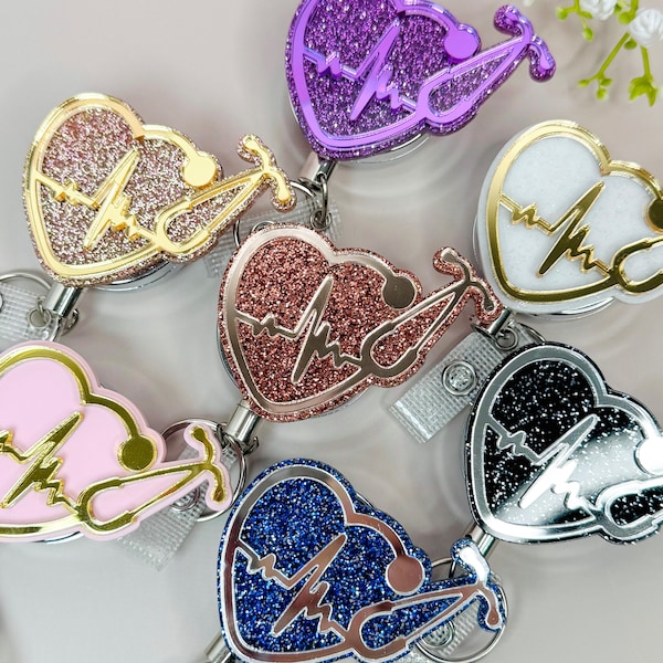 Nurse Badge Reel Medical School graduation gift for Cardiology Nurse ID holder retractable stethoscope badge holder gift idea for nursing