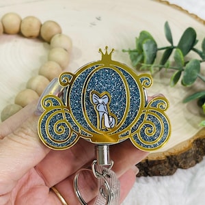 Princess Carriage Badge Reel Sparkling Acylic ID holder Nurse badge holder, Healthcare Badge Reel Disney inspired gift for student ID holder
