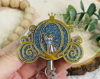 Princess Carriage Badge Reel Sparkling Acylic ID holder Nurse badge holder, Healthcare Badge Reel Disney inspired gift for student ID holder
