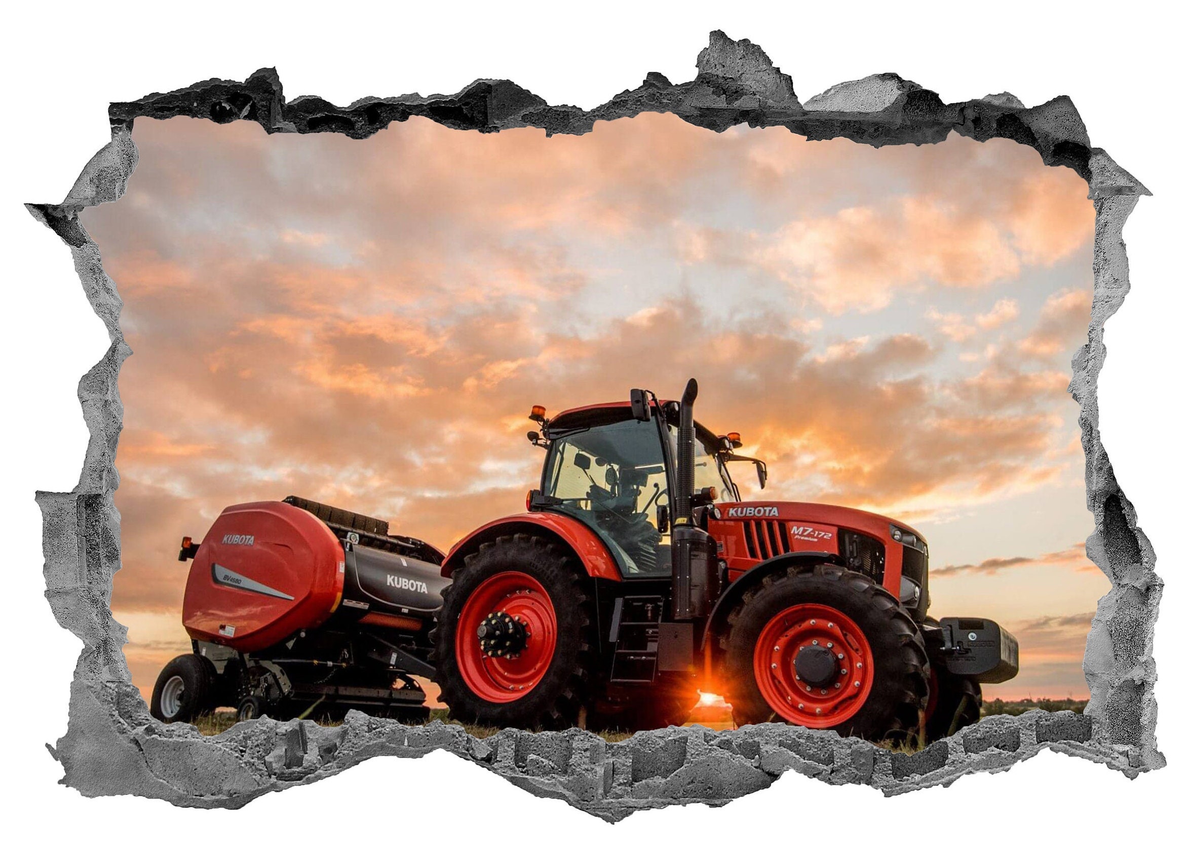 Red Tractor Wall Decals Stickers Wall Art Murals Farming Construction