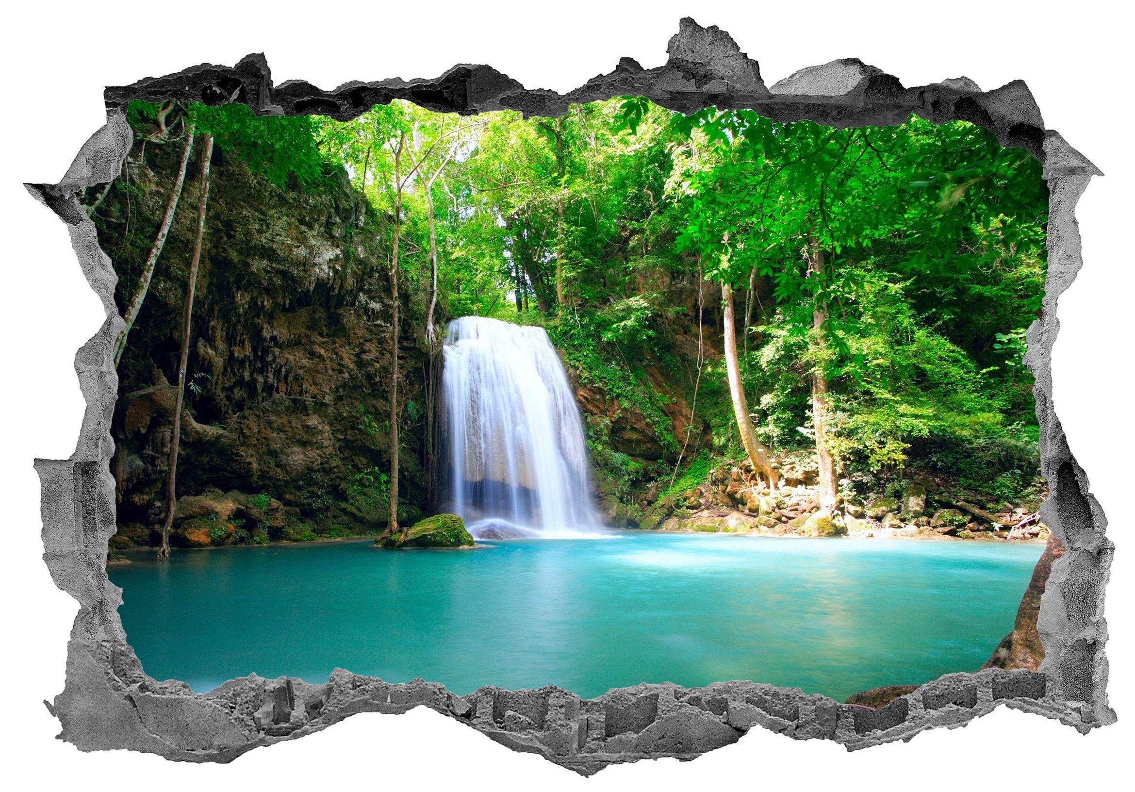 Rainforest Waterfall Wall Decal Stickers Tropical Forest Wall Etsy