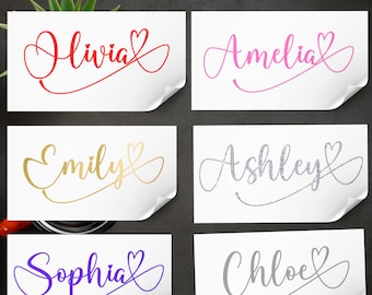 Vinyl Name Stickers, For Water bottles, Heart Names, Bridesmaid names, Personalised gift, Birthday Gift, Customised name, decals,