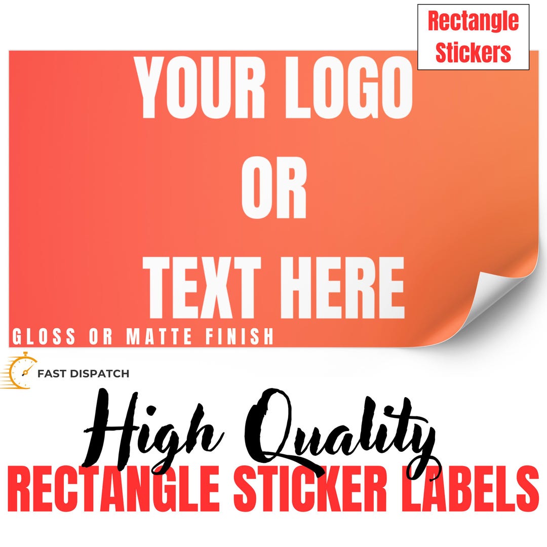 Custom Rectangle Logo Stickers for Small Business, Personalised Gloss ...