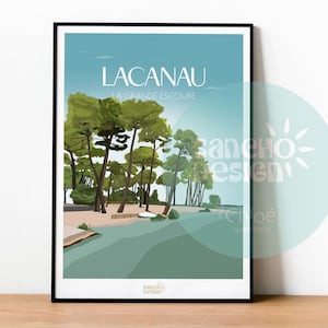 Póster Lacanau Grande Escoure - 30x40cm | Costa Atlántica | Suroeste | Ciudad de los carteles