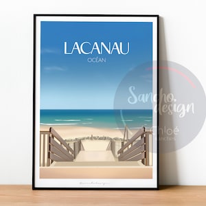 Póster Océano Lacanau - 30x40cm | Costa Atlántica | Suroeste | Ciudad del cartel