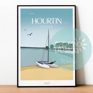Affiche Hourtin Piqueyrot - 30x40cm | Côte Atlantique | Sud-Ouest | Poster Ville