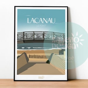Póster centro Lacanau - 30x40cm | Costa Atlántica | Suroeste | Ciudad de los carteles