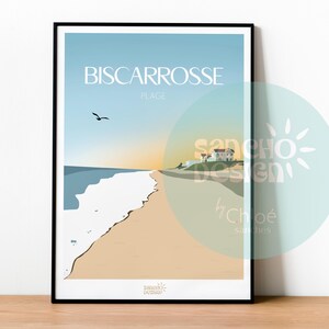 Póster Biscarrosse - 30x40cm | Costa Atlántica | Suroeste | Ciudad de los carteles