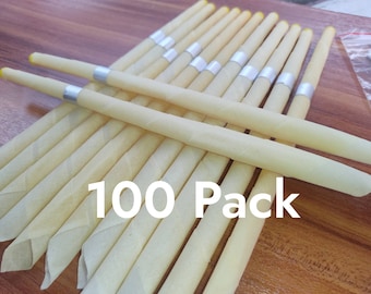 Set of 100 Handcrafted Beeswax Ear Candles for Relaxation and Wellness