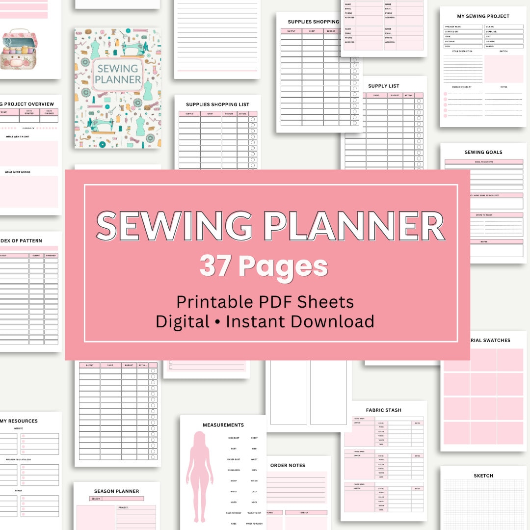 Sewing Planner, Printable Sewing Planner, Sewing Journal, Digital ...