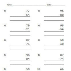 40 Mathe-Arbeitsblätter - 2-stelliges Addieren und Subtrahieren