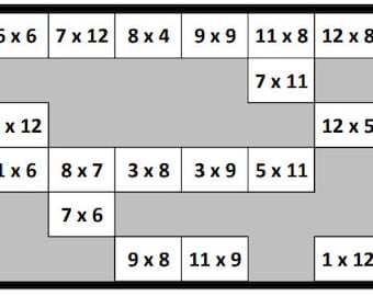 Higher Times Table Bingo Game for the 6 to 9,  11 and 12 times tables - 40 cards and 10 call outs