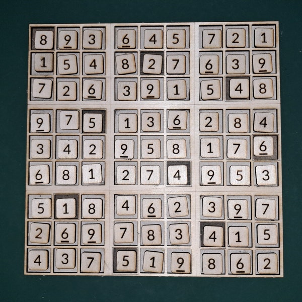 Wooden Dousku - 2 to 4 players tile game - variation of Sudoku - also can play 1 player with rules sheet